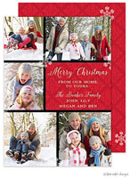 Take Note Designs Digital Holiday Photo Cards - Red Damask Snowflake Multi