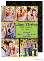Take Note Designs Digital Holiday Photo Cards - Green Damask Snowflake Multi