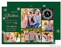 Take Note Designs Digital Holiday Photo Cards - Green Monogram Plaid Snowflake