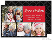 Take Note Designs Digital Holiday Photo Cards - Simple Red On Damask