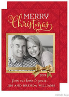 Take Note Designs Digital Holiday Photo Cards - Red Damask Gold Gift