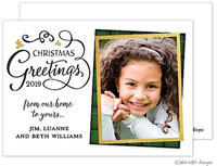 Take Note Designs Digital Holiday Photo Cards - Green Plaid And Gold Layout