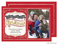 Take Note Designs Digital Holiday Photo Cards - Vintage Christmas Banner Red