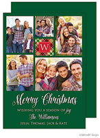 Take Note Designs Digital Holiday Photo Cards - Green Monogram Classic