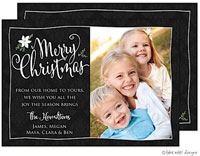 Take Note Designs Digital Holiday Photo Cards - Black Damask Poinsettia Sprig