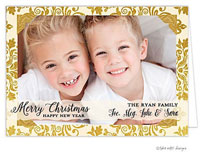 Take Note Designs Digital Holiday Photo Cards - Golden Damask Gold Corners
