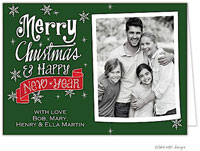 Take Note Designs Digital Holiday Photo Cards - Merry Christmas New Year Banner Green