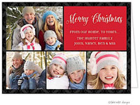 Take Note Designs Digital Holiday Photo Cards - Simple Red On Damask