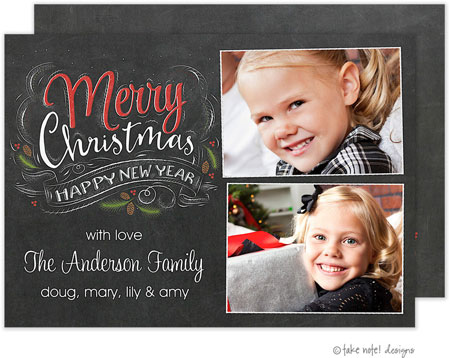 Take Note Designs Digital Holiday Photo Cards - Chalk Script Christmas Take Note Designs Digital Holiday Photo Cards - Chalk Script Christmas
