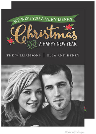 Take Note Designs Digital Holiday Photo Cards - Golden Banner Christmas Take Note Designs Digital Holiday Photo Cards - Golden Banner Christmas