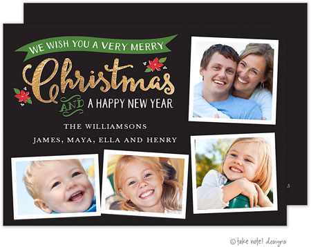 Take Note Designs Digital Holiday Photo Cards - Golden Banner Christmas Take Note Designs Digital Holiday Photo Cards - Golden Banner Christmas