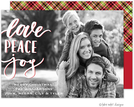 Take Note Designs Digital Holiday Photo Cards - Love Peace Joy Take Note Designs Digital Holiday Photo Cards - Love Peace Joy