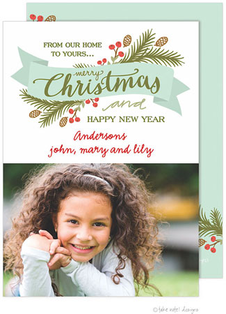 Take Note Designs Digital Holiday Photo Cards - Christmas Eve Sprig Banner