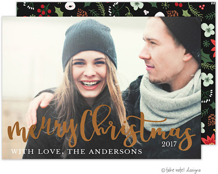 Take Note Designs Digital Holiday Photo Cards with Foil - Joyous Christmas Script