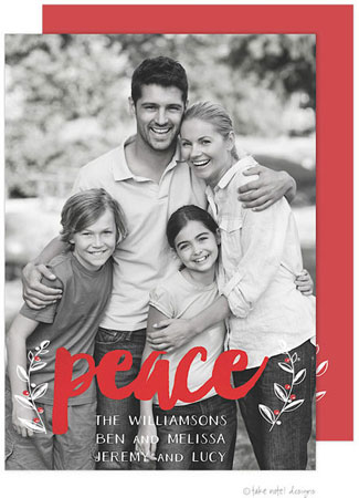 Take Note Designs Digital Holiday Photo Cards with Foil - Peace Vines