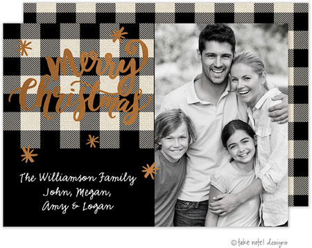 Take Note Designs Digital Holiday Photo Cards with Foil - Buffalo Plaid