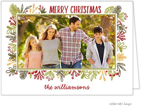 Take Note Designs Digital Holiday Photo Cards - Vines Frame Christmas Folded Holiday Photo Card