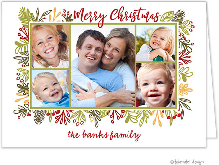 Take Note Designs Digital Holiday Photo Cards - Vines Frame Christmas Folded Holiday Photo Card