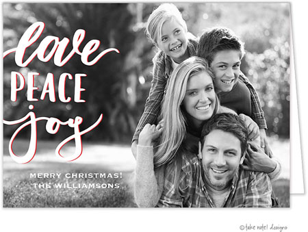Take Note Designs Digital Holiday Photo Cards - Love Peace Joy Folded Holiday Photo Card