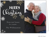 Take Note Designs Digital Holiday Photo Cards - Golden Snowflakes Christmas Joy Folded Holiday Photo