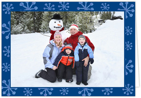 Holiday Photo Mount Cards by Three Bees - Snowflakes Blue