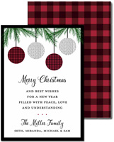 Holiday Greeting Cards by Three Bees (Christmas Ornaments Plaid)