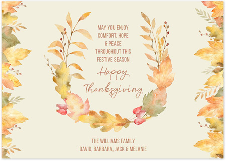 Thanksgiving Holiday Greeting Cards by Three Bees (Watercolor Autumn)