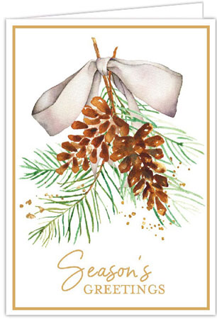 Holiday Greeting Cards by Three Bees - Watercolor Pinecone Bouquet