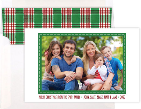 Holiday Digital Photo Cards by Three Bees - Holiday Stitched Red & Green