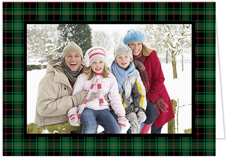 Holiday Photo Mount Cards by Three Bees - Black & Green Plaid