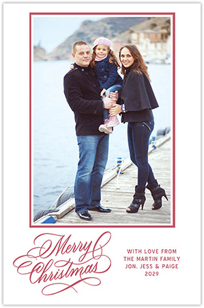 Holiday Photo Mount Cards by Three Bees (Hand Lettered - Merry Christmas)