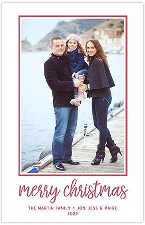 Holiday Photo Mount Cards by Three Bees (Bright Lettered Phrase - Merry Christmas)