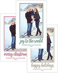 Letterpress Holiday Photo Mount Cards by Three Bees (Bright Lettered Phrase - Create-Your-Own)