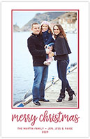Letterpress Holiday Photo Mount Cards by Three Bees (Bright Lettered Phrase - Merry Christmas)