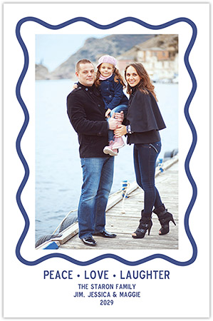 Letterpress Holiday Photo Mount Cards by Three Bees (Wave Border)