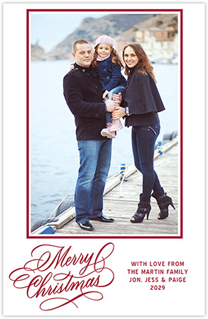 Holiday Photo Mount Cards by Three Bees (Hand Lettered - Merry Christmas)