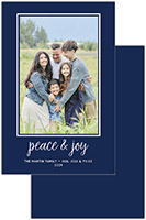 Mounted Holiday Photo Card - Bright Lettered Phrase - Peace & Joy Colored Cardstock | Three Bees