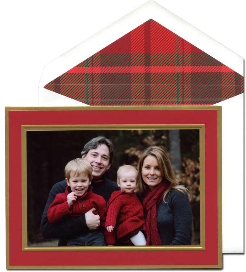 William Arthur Holiday Photo Mount Cards Crimson and Gold More Than Paper