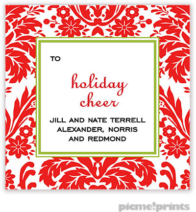 Holiday Gift Enclosure Cards by PicMe Prints - Holiday Damask Poppy (Folded)