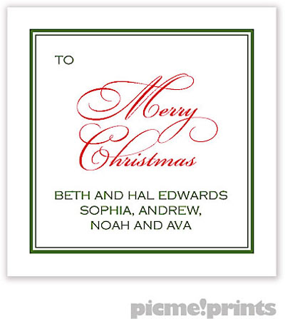 Holiday Gift Enclosure Cards by PicMe Prints - Traditional Border Evergreen (Flat)