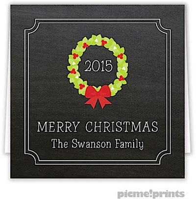 Holiday Gift Enclosure Cards by PicMe Prints - Chalkboard Wreath Square (Folded) Holiday Gift Enclosure Cards by PicMe Prints - Chalkboard Wreath Square (Folded)
