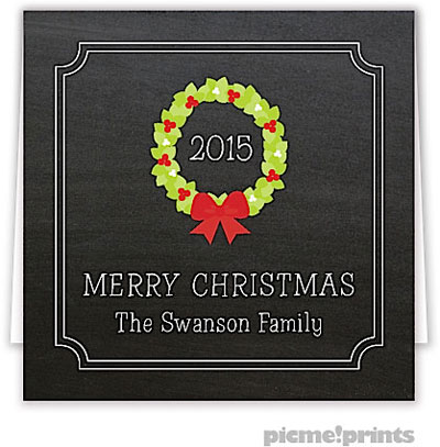 Holiday Gift Enclosure Cards by PicMe Prints - Chalkboard Wreath Square (Folded)