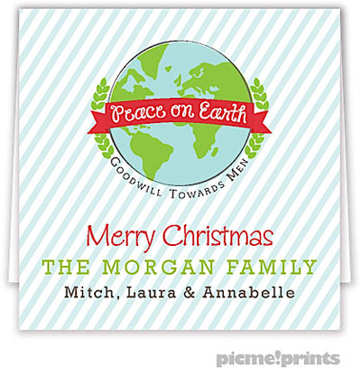 Holiday Gift Enclosure Cards by PicMe Prints - Peace On Earth Square (Folded)