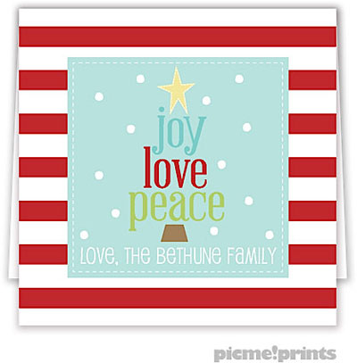 Holiday Gift Enclosure Cards by PicMe Prints - Joy Love Peace Tree Square (Folded)