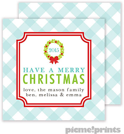 Holiday Gift Enclosure Cards by PicMe Prints - Gingham Christmas Square (Flat)