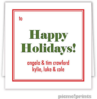 Holiday Gift Enclosure Cards by PicMe Prints - Traditional Border Poppy Square (Folded)