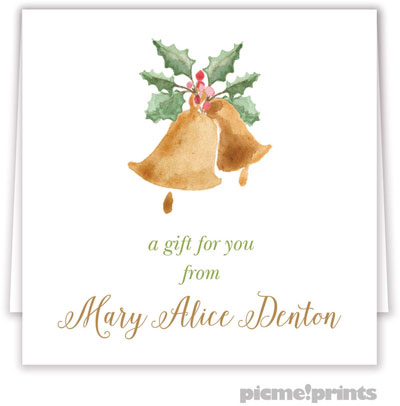 Holiday Gift Enclosure Cards by PicMe Prints - Christmas Bells (Folded)