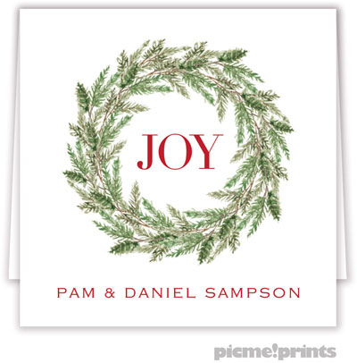 Holiday Gift Enclosure Cards by PicMe Prints - Evergreen Wreath (Folded)