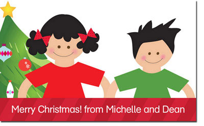Spark & Spark Children's Personalized Holiday Calling Cards - Brother And Sister With A Tree Spark & Spark Children's Personalized Holiday Calling Cards - Brother And Sister With A Tree