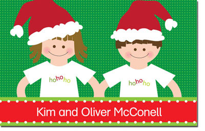 Spark & Spark Children's Personalized Holiday Calling Cards - Kids In Santa Hats
